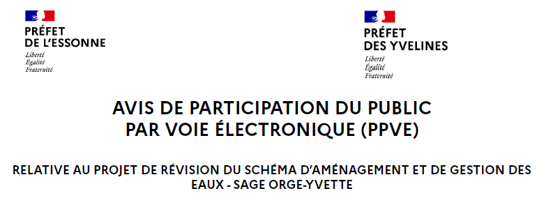 Avis de participation du public par voie électronique – révision du Sage Orge-Yvette à partir du 8 juin